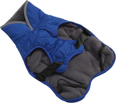 Теплий зимовий одяг для собак, куртка для собак, плюшевий нашийник з нейлону для маленьких та середніх собак з світловідбиваючим дизайном (Блакитний, L)