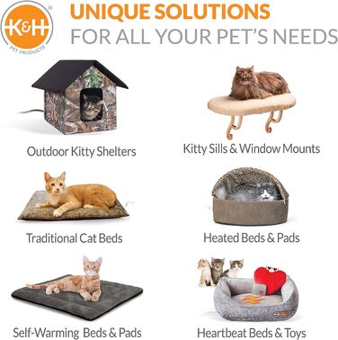 Обігріте котяче ліжко K&H Amazin Kitty Pad для дому, сіра миюча мат для котів, ловить шерсть і пил, 38,1x50,8 см