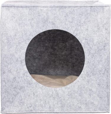 Кішка/Собака: Хатинка з фетру 33x33x33 см, м'яке ліжко з подушкою, складана, сірого кольору
