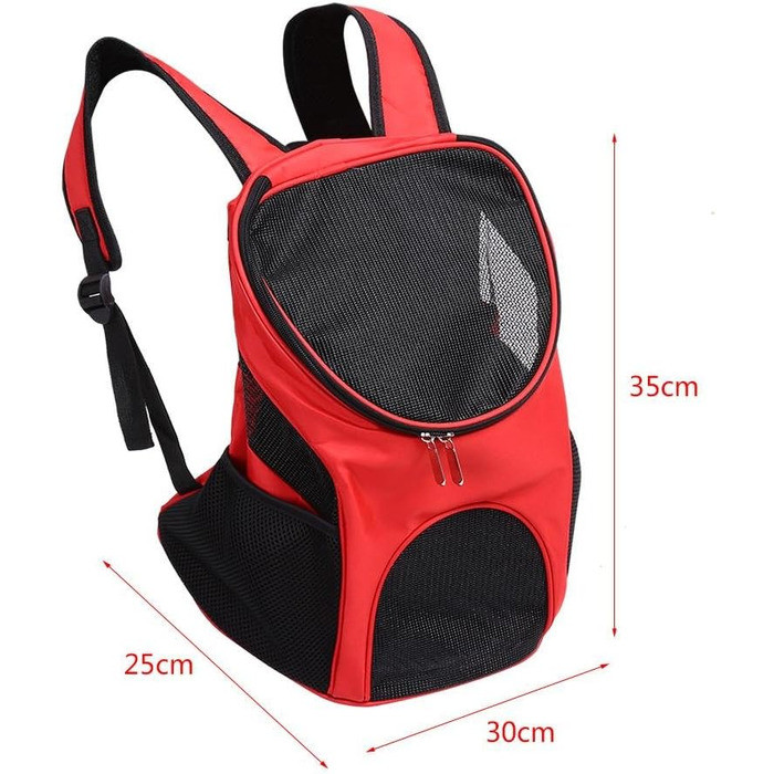 Рюкзак для тварин, регульований, для собак і котів, з вентиляційною сіткою, 25 x 30 x 35 см (червоний)