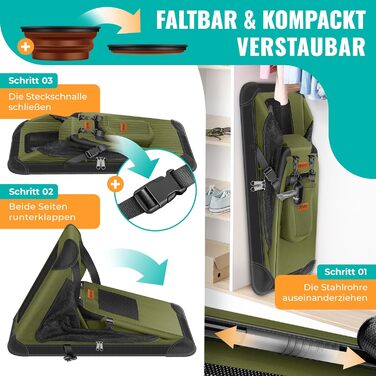 Транспортна переноска для собак та котів M 60x42x44см | Переноска для тварин Khaki | З мискою та плечовим ременем