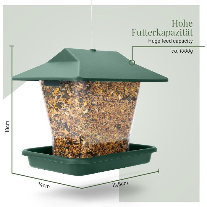 Годівниця для птахів Wildlife Home XL - велика, для підвішування, стійка до погодних умов, годівниця-пагода для саду та балкону