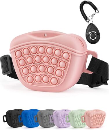 Сумка для ласощів для собак Gobeigo з клікером для дресирування, магнітною застібкою, рожевого кольору