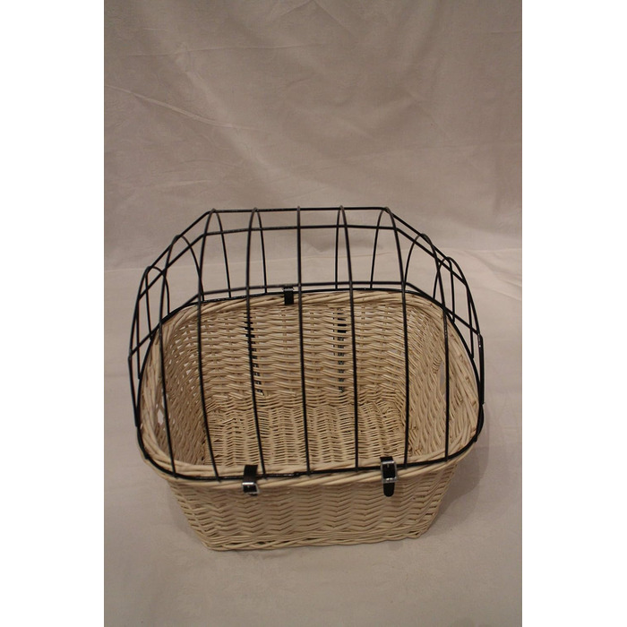 Кошик для собаки на кермо велосипеда з ротангу з металевою сіткою та подушкою (білий)