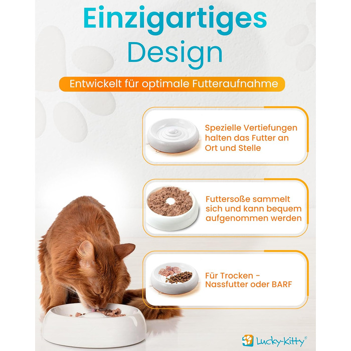 Керамічна миска для котів Lucky-Kitty XL, 27 см, для всіх порід та віку | Миска для корму котів, стійка до миття в посудомийній машині