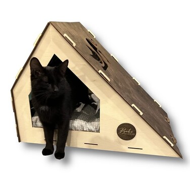 Дерев'яна будка-ліжечко, будиночок для кота або собаки