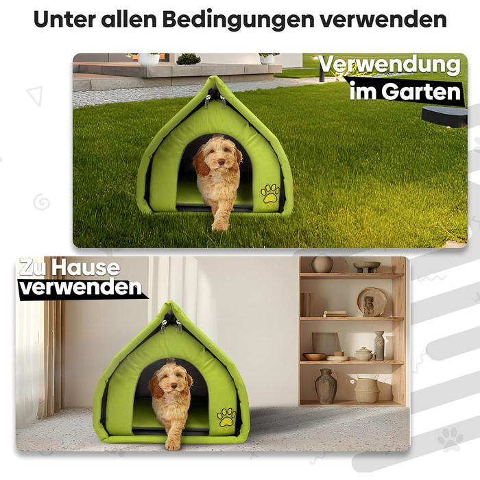 Текстильна будка для собак та котів EVE Textile Eskimo - зелена, 45x45x45 см