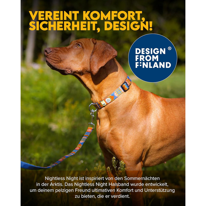 Нашийник для собак середнього розміру Woolly Wolf Nightless Night, розмір M - регульований нашийник з переробленого поліестеру, зручна посадка