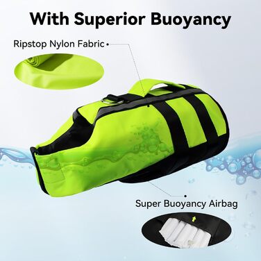 Рятувальний жилет для собак NAMSAN - надувний, для малих, середніх та великих собак, зелений (M)