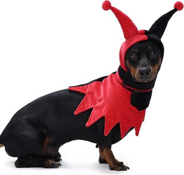 Костюм на Хелловін для собак Lelepet з капелюхом та мантією, веселощ для домашніх тварин, косплей на Хелловін, наряд для вечірки, костюм для дітей, середніх та великих собак, однотонний червоний (Getaway Solids)