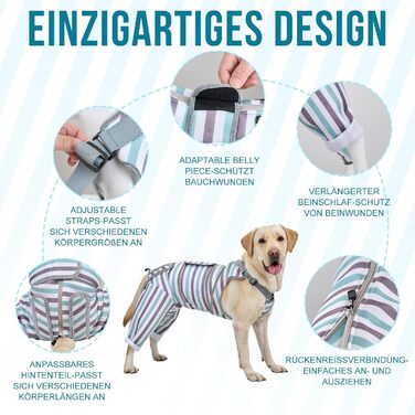 Комбінезон для собак після операції, дихаючий, для задніх лап, синій, XS (довжина спини 27-32 см, довжина лап 15 см)