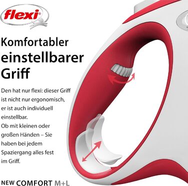 Повідок-рулетка Flexi New Comfort L, 8 м, червоний, для собак