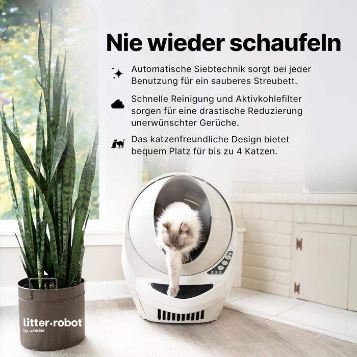 Автоматичний туалет для котів Litter-Robot 3 Connect Whisker, бежевий, самоочищення, зменшує запахи, підходить для будь-якого грудкуватого наповнювача