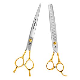 Набір професійних ножиць для грумінгу домашніх тварин 19,1 см, прямі та вигнуті ножиці для фінальної обробки, сталь VG10