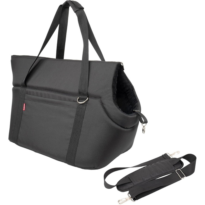 Сумка-переноска для собак та котів Boutique Zoo - L (12 кг) - чорна, Minky (52x35x39 см)