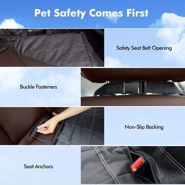 Захист для заднього сидіння авто для собак 4-в-1, 100% водонепроникний, з боковими захистами, для легкових, вантажних автомобілів та SUV, стійкий до подряпин та ковзання