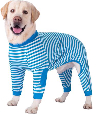 Піжама для собак, комбінезон, одяг для середніх та великих собак, дихаючий, з блискавкою, м'яка бавовна