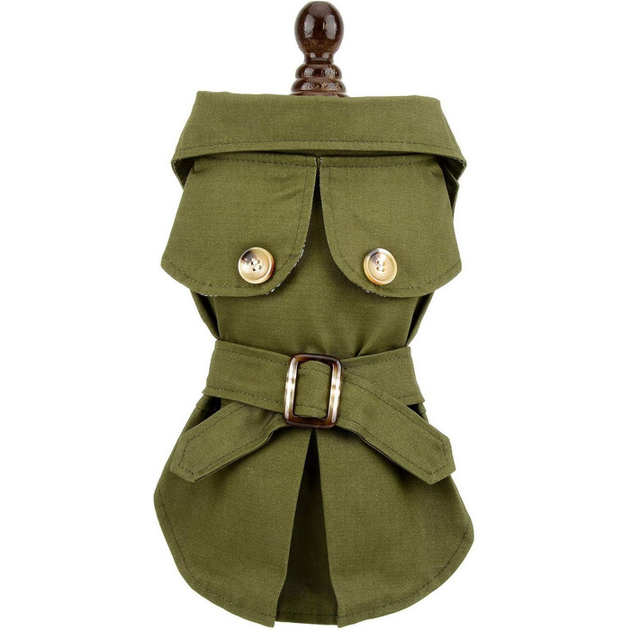 PAIDEFUL Західна куртка для маленьких собак, вітронепроникна, з поясом, для осені та зими, розмір S, хакі