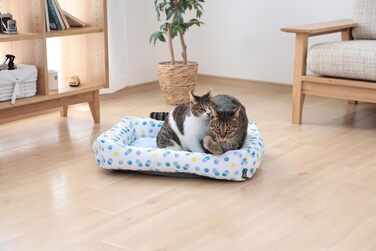 Килимок для домашніх тварин Iris Ohyama, корзина-подушка, миючий, з бортиком, 40x69x12 см, антиковзаюча, PCB-20P, для собак (великих порід, з принтом)