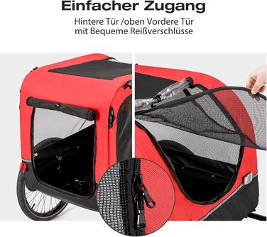 Велосипедний причіп для собак CXWXC 2 в 1: причіп та візок-перевертач, амортизація, вантажопідйомність 40 кг, червоний