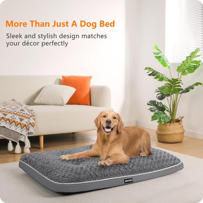 Ортопедичний лежак для собак, матрац для собак з двошаровою конструкцією, миючий лежак для собак, знімний кошик для собак, 105 см для середніх собак, середньо-сірий L 105 x 69 x 12 см, середньо-сірий