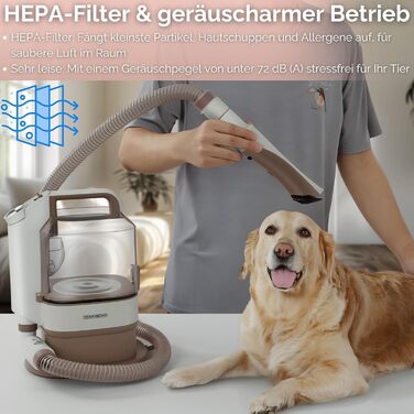 Машина для стрижки шерсті тварин Steinborg® з пилососом 13.500 Pa, професійний набір для догляду за собаками та котами