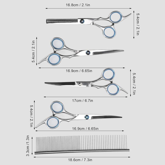 Набір для грумінгу собак: професійна шерстьова ножиці з нержавіючої сталі, набір для догляду за шерстю, тример, гребінець, для собак та котів