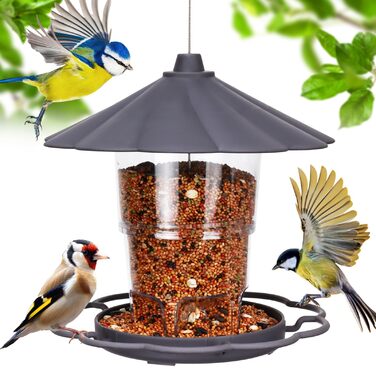 Кормушка для птахів на підвіску, 820мл, сіра. Складана годівниця для птахів, вологостійка, з пластику, для балкона та саду