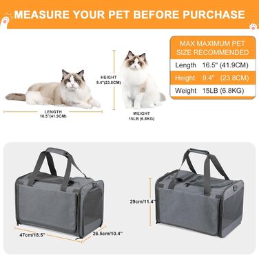 Транспортна сумка для кота та собаки Qoosea, складана переноска для домашніх тварин з регульованим плечовим ременем, сітчаста переноска для котів та собак малого та середнього розміру, сіра