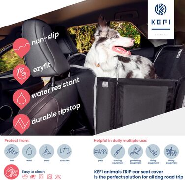 Накидка на сидіння автомобіля для собак - чорна, водовідштовхувальна, антиковзаюча, захист від бруду та подряпин, для собак середніх та маленьких порід, цуценят