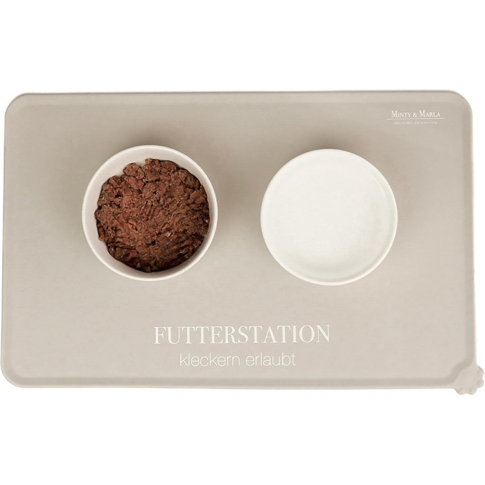 Підкладка під миску для котів Minty&Marla® Beige | Силіконова килимок протиковзкий | Підкладка для води та корму