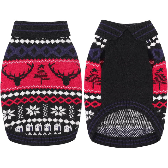 Світер для собак KONVINIT з різдвяним дизайном (XL, 62см), теплий різдвяний костюм для собак з оленями, сніжинками та ялинкою, зелений, ідеальний для зими