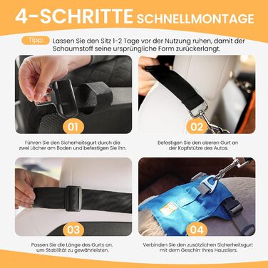 Автокрісло для собак HiPetpy - зручне ліжко для собак до 14 кг з підстилкою, безпечною шлейкою та кишенями для зберігання (колір: коричневий, розмір: маленький)