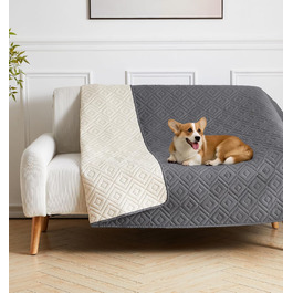 Водонепроникний килимок для собак, антиковзкий та пральний, ковдра для собак та котів, захисна ковдра від шерсті та подряпин для дивану, ліжка, автокрісла (Сірий, 127x152 см)