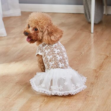 Сукня для собак з тюлем та знімним шлейфом для маленьких та середніх собак - костюм принцеси для святкування дня народження, розмір S