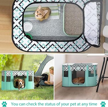 Розкладний вольєр для цуценят, переносний вольєр для тварин, вольєр для цуценят, вольєр для тварин в приміщенні, розкладний вольєр для кошенят, цуценят, кроликів, L (Сірий) (В клітинку, 110 * 85 * 58 см)