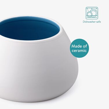 Навіс для собак Navaris Design з кераміки - велика миска для корму - миска для собак, миска для їжі - миска для кокер-спанієля та собак з довгими вухами - миска для собак з довгими вухами біло-блакитна