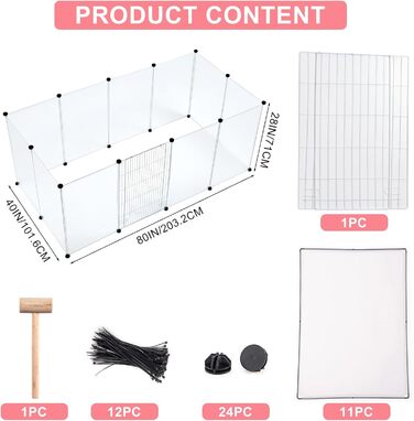 Клітка-загін для дрібних тварин Brian & Dany, 12 панелей, 203 x 101 x 71 см, вольєр для кроликів, цуценят, морських свинок