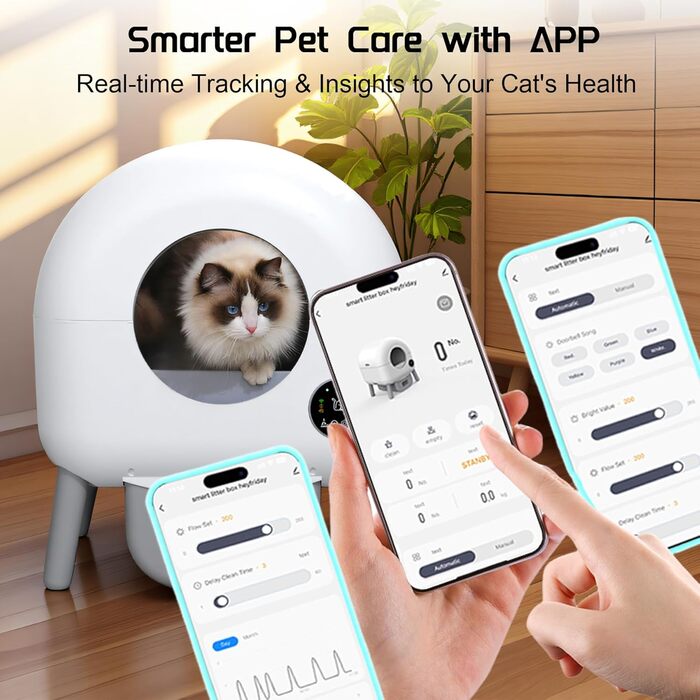 Автоматичний лоток для котів Katzenklo Selbstreinigend, 65л, XXL, з контролем через додаток, для 2+ котів