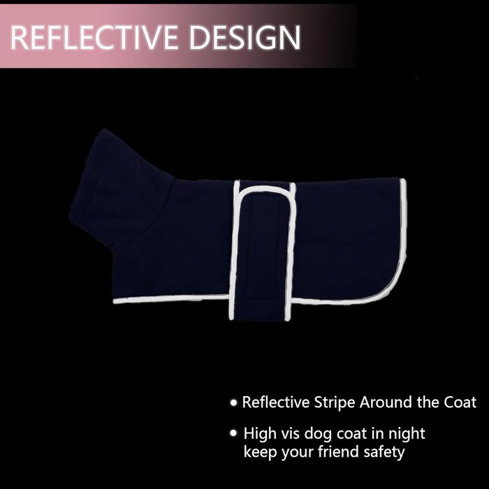 MOREZI Зимова куртка для собак, утеплена флісовою підкладкою, з регульованою застібкою-липучкою та відкидним коміром. Підходить для такс та собак середніх розмірів, Navy, M (довжина спини: 42-45 см)