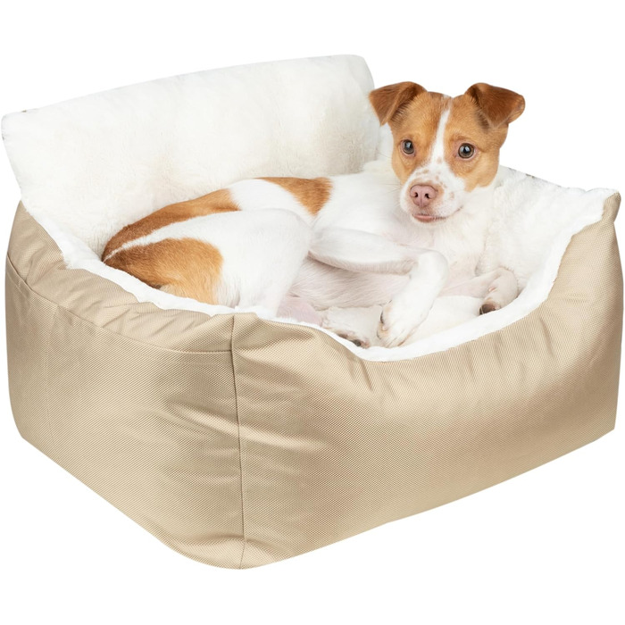 Підвищення для собак у машину, вантажівку, SUV. З м'яким плюшевим килимком та високими бортиками. Зміцнені ремені безпеки. Чорний. 53x50x35 см