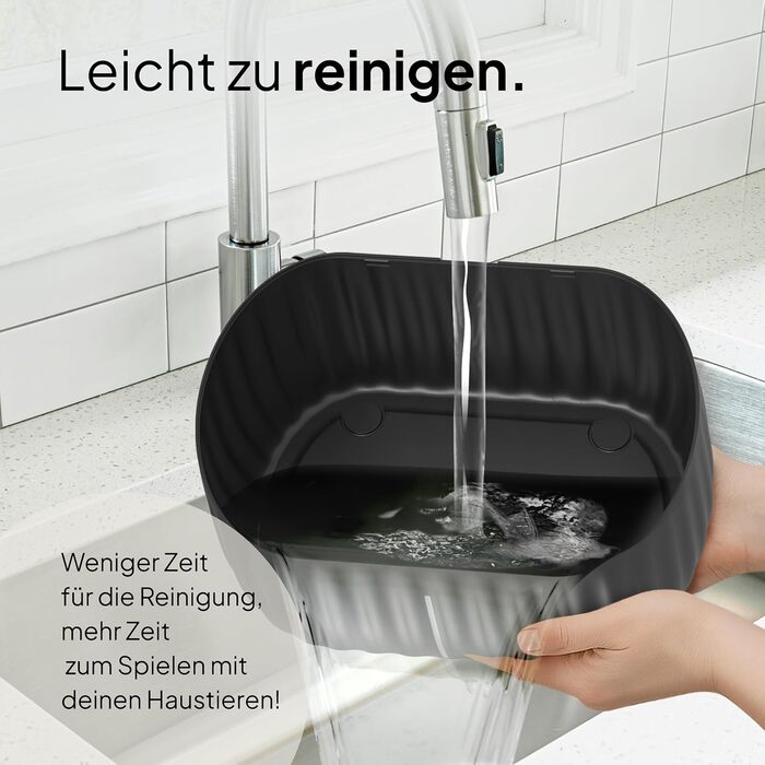 Турбофонтанчик для котів Pretty Paw з датчиком руху, бездротовий, 45 днів роботи від акумулятора, фільтр, 4 л, BPA Free, чорний