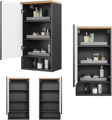 Шафа для ванної Vicco Eden, антрацит/дуб артісан, 40x77 см, меблі для ванної кімнати