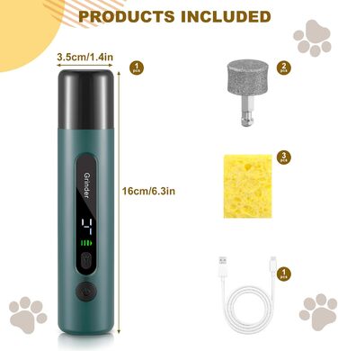 Електричний точилка для кігтів собак VINATO з LED-підсвіткою, 5 швидкостей, тиха та перезаряджувана. Підходить для собак маленьких, середніх та великих порід