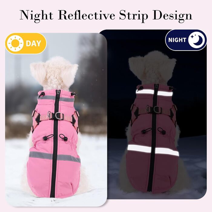 Водонепроникний та вітронепроникний теплий зимовий одяг для собак, розмір M, з інтегрованим нашийником, відбиваючими елементами, ролкрагом та блискавкою. Підходить для великих собак у холодну погоду.