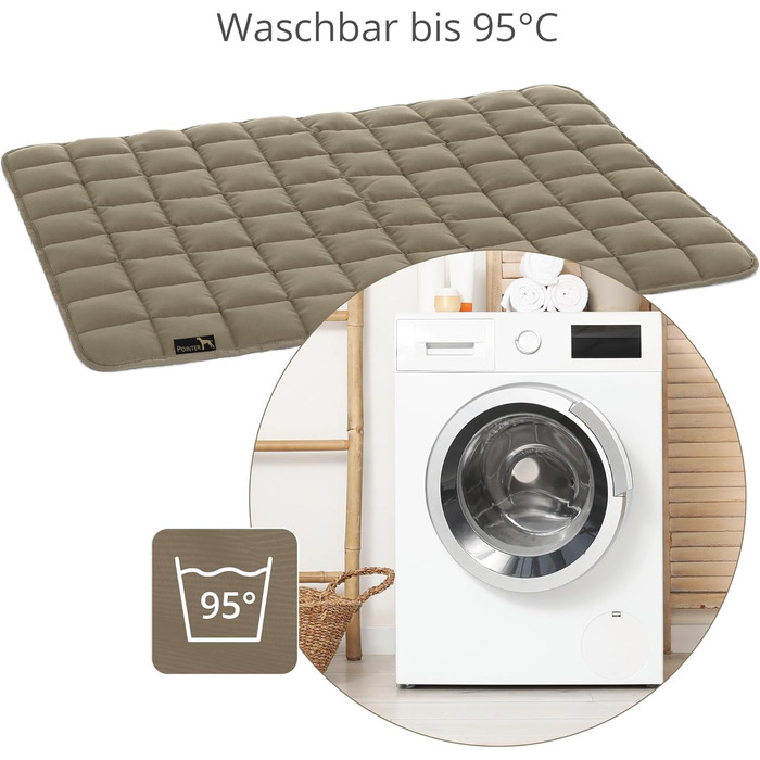 Лежак Pointer для собак 80x60 см, м'який та зносостійкий, праний до 95°C, захисний килимок для підлоги або дивану, підходить для вулиці, золотисто-коричневий