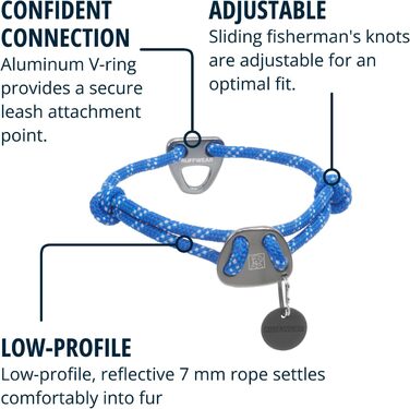 Нашийник для собак RUFFWEAR Knot-a-Collar, середній, регульований, міцний, із альпіністського шнура, синій, 36–50 см