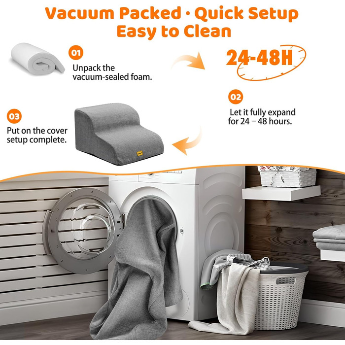 Сходинка для собак Gimars: 30D піна, широка та стійка, 3 сходинки, 40 см, знімний чохол, протиковзне покриття, портативна рамка для маленьких собак до дивану, ліжка, авто (2 сходинки)