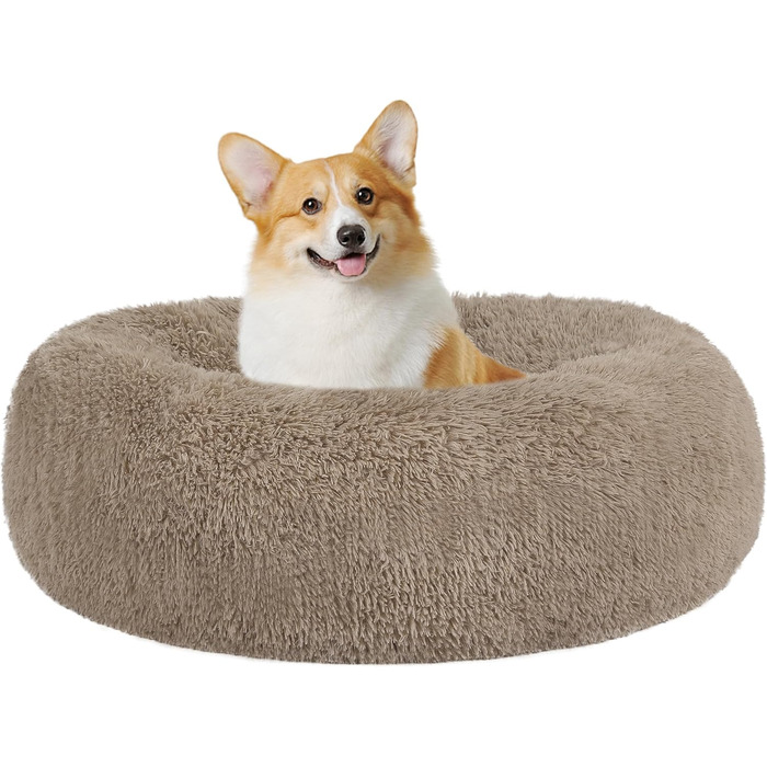 Ортопедичне ліжко для собак, круглий пуф-кіготь, софа для котів та собак, м'який кошик для собак, 70 см Ø, верблюжий колір, розмір 70x70x20 см