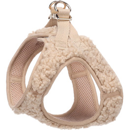 Нашийник для собак Flamingo Step&Go Pookie – Бежевий – Розмір S (Обіх: 30–35см, Ширина: 37–40см, 5мм) – М'який флісовий нашийник з клямками та золотими деталями